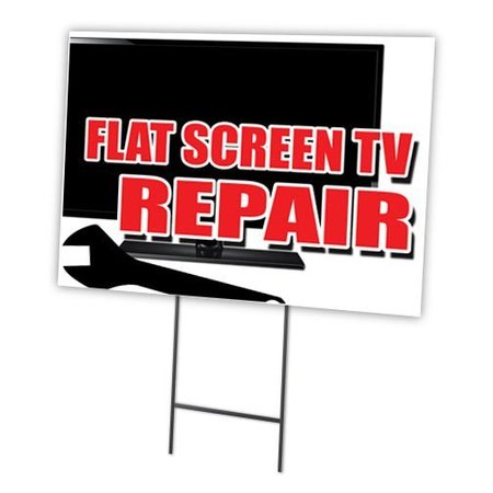 SIGNMISSION Flat Screen Tv Repair Yard & Stake outdoor plastic coroplast window, C-1824 Flat Screen Tv Repair C-1824 Flat Screen Tv Repair